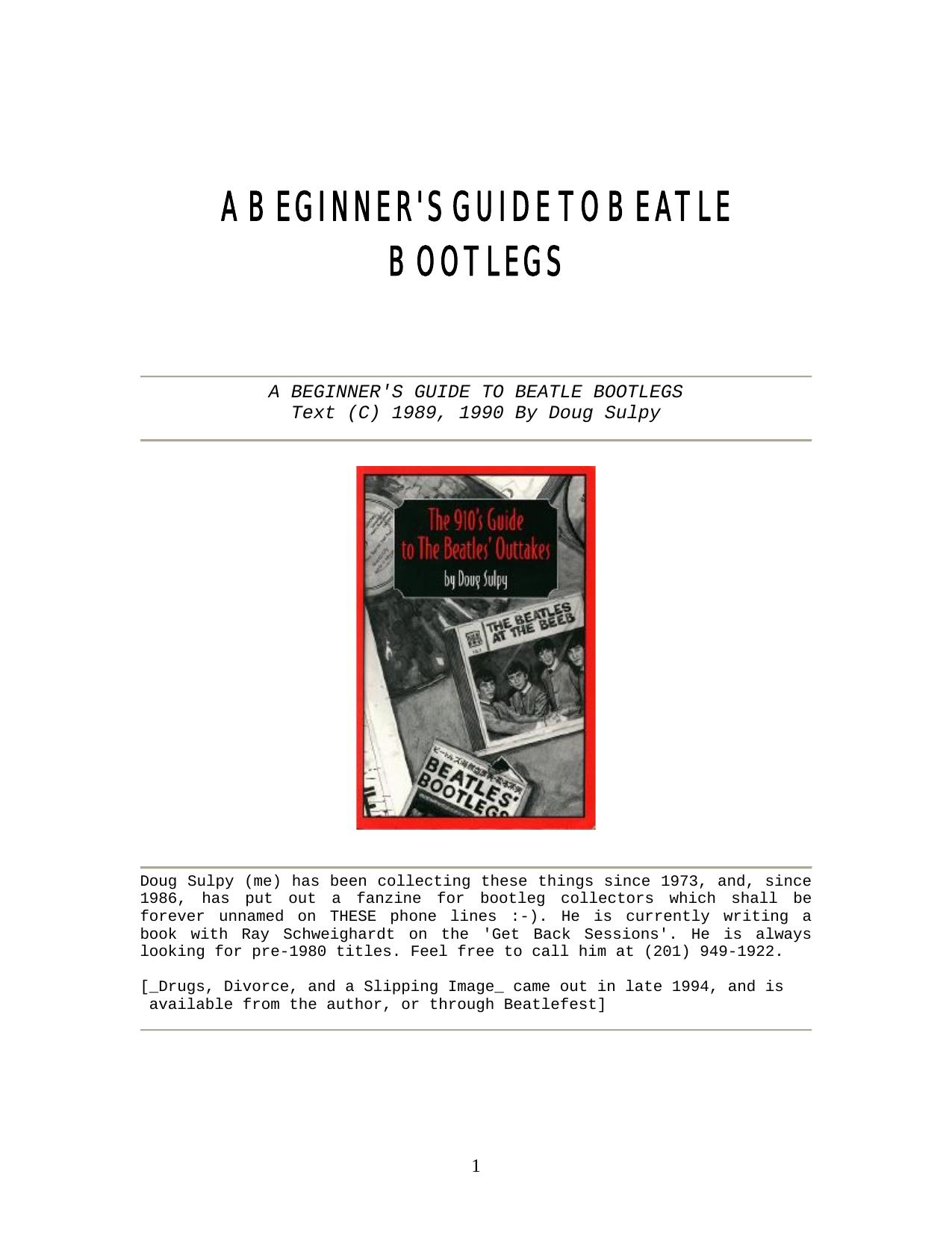 The 910's Guide to the Beatles Outtakes (Repost) by Doug Sulpy