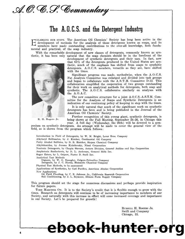 The A.O.C.S. and the detergent industry by Unknown