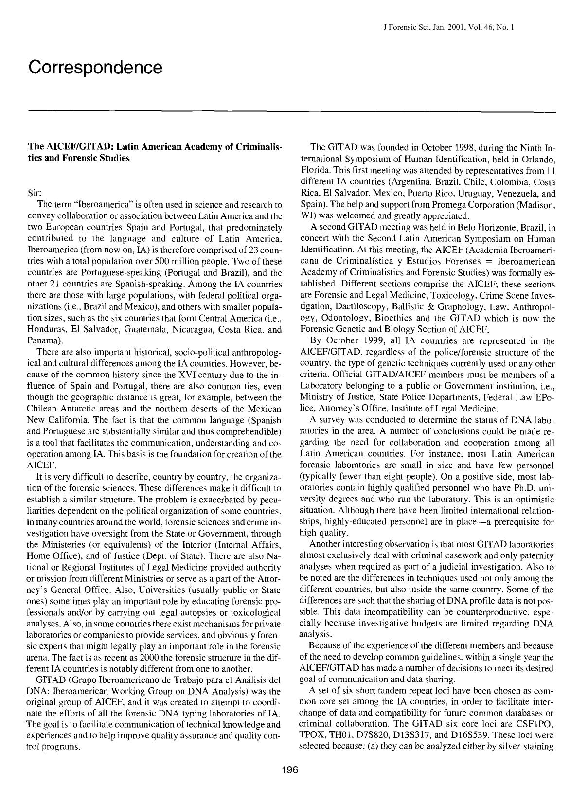 The AICEFGITAD: Latin American Academy of Criminalistics and Forensic Studies by Lorente JA