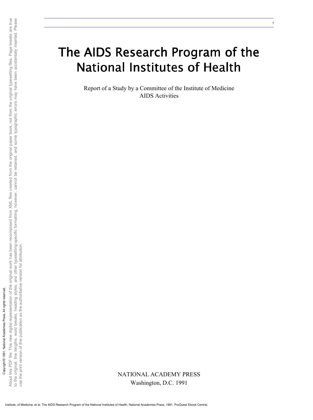 The AIDS Research Program of the National Institutes of Health by unknow