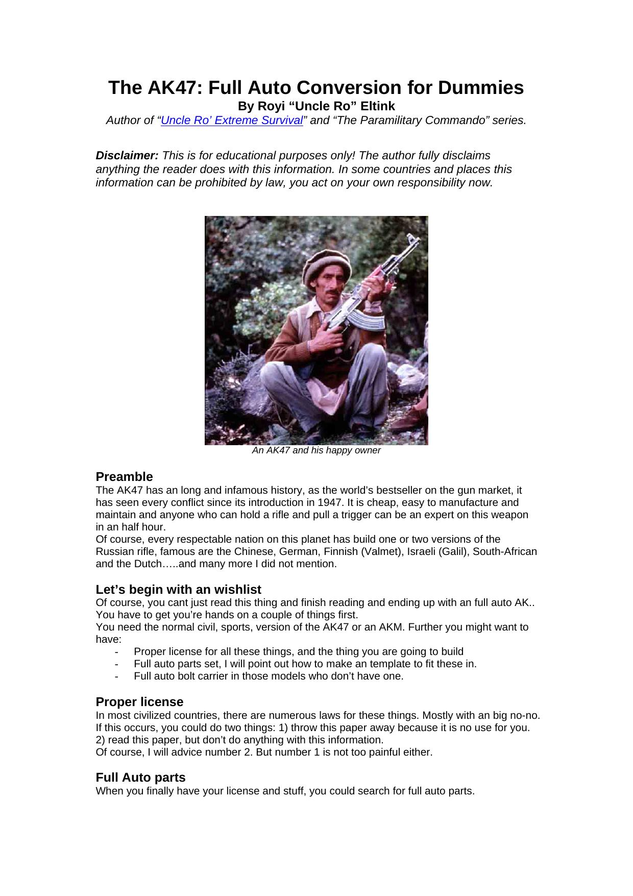 The AK47: Full Auto Conversion for Dummies by UncleRo