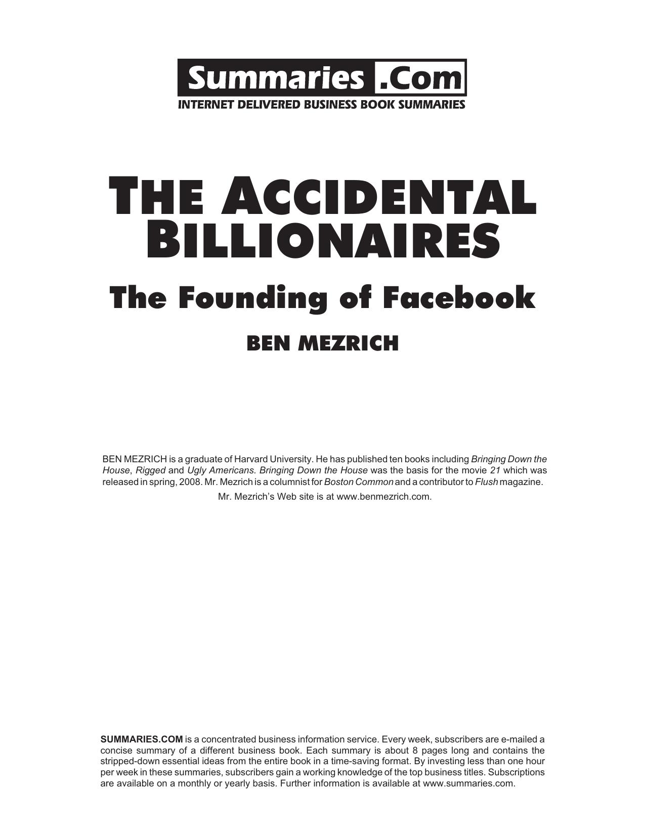 The Accidental Billionaires.vp by Summaries.Com