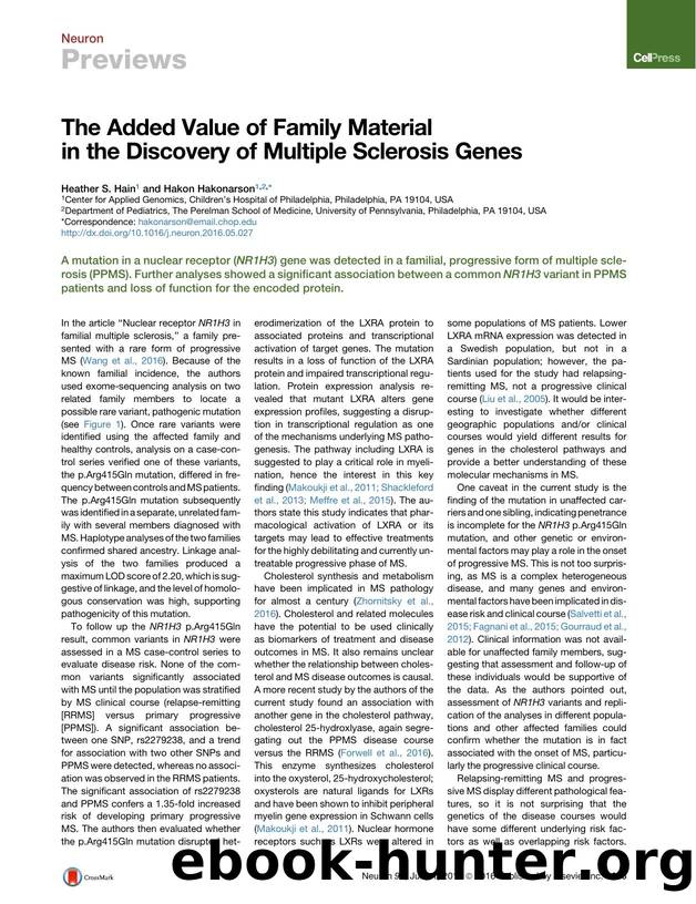 The Added Value of Family Material in the Discovery of Multiple Sclerosis Genes by Heather S. Hain & Hakon Hakonarson