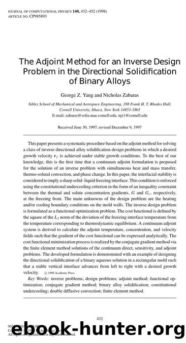 The Adjoint Method for an Inverse Design Problem in the Directional Solidification of Binary Alloys by Yang G. Z. et. al.