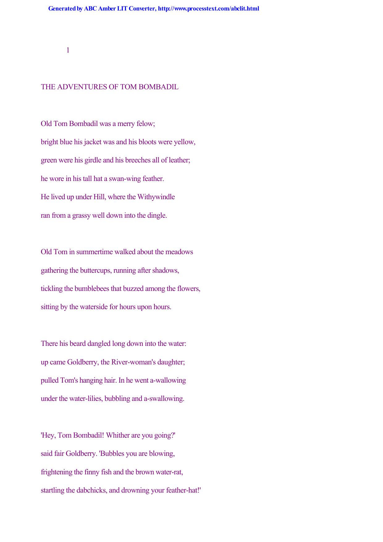 The Adventures of Tom Bombadil, and Other Verses From the Red Book by Tolkien John Ronald Reuel