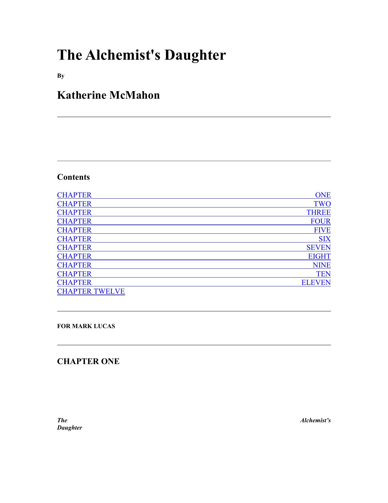 The Alchemist's Daughter by Katharine McMahon