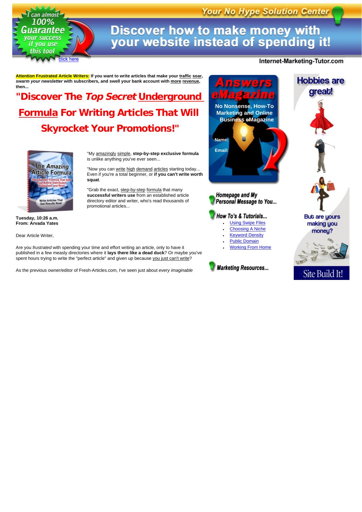 The Amazing Article Formula. by Best of Kuszter's Collection