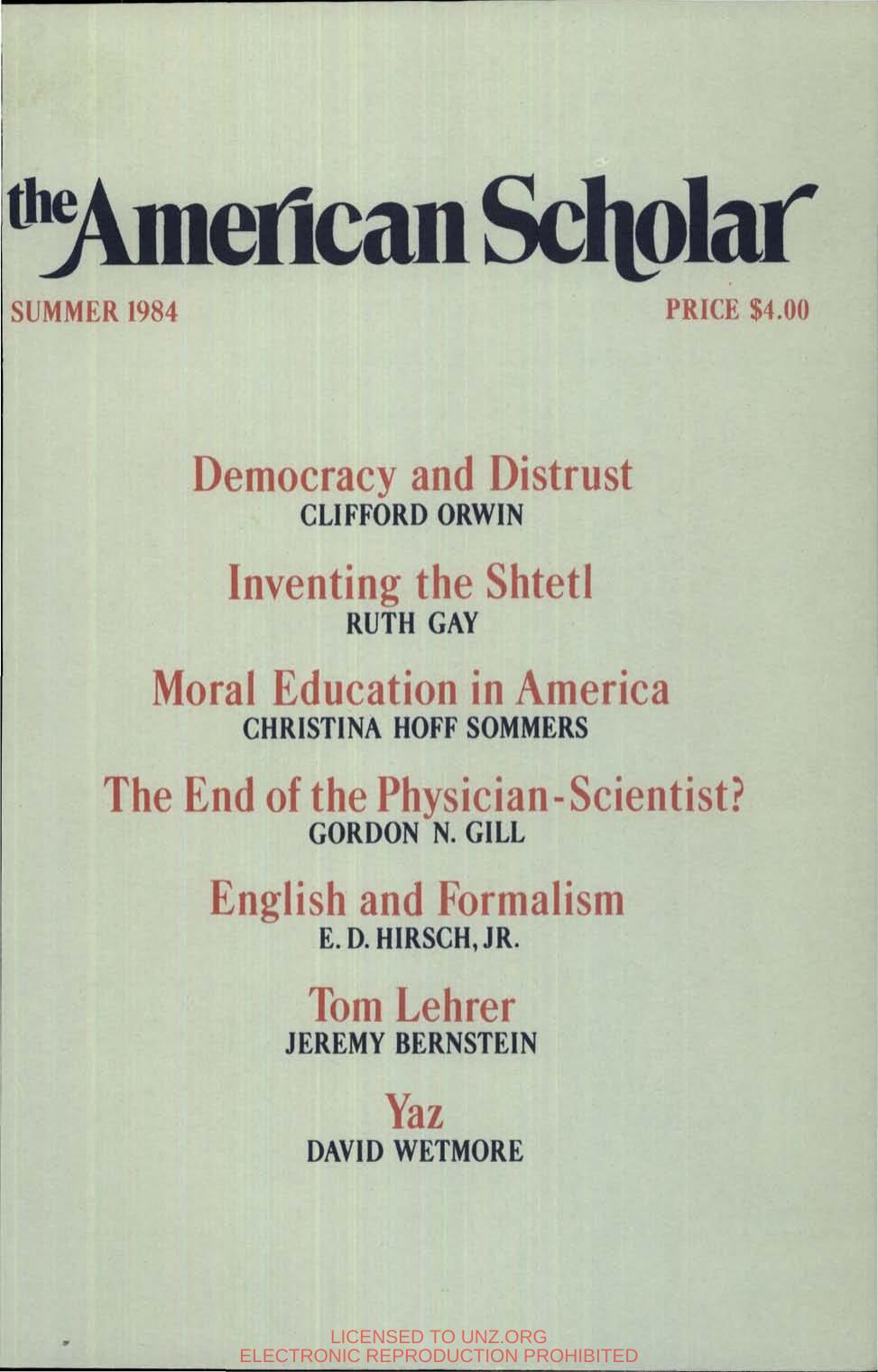 The American Scholar v53n03 (1984-Fall) (unz) by Unknown