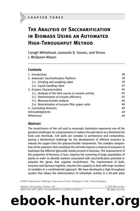 The Analysis of Saccharification in Biomass Using an Automated High-Throughput Method by Caragh Whitehead & Leonardo D. Gomez & Simon J. McQueen-Mason