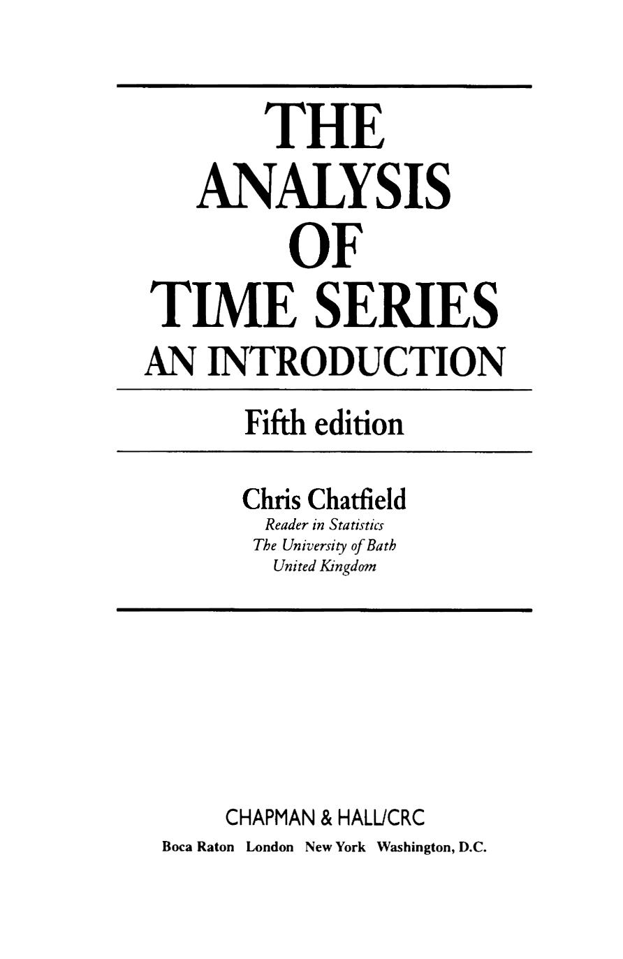The Analysis of Time Series: An Introduction by Chris Chatfield