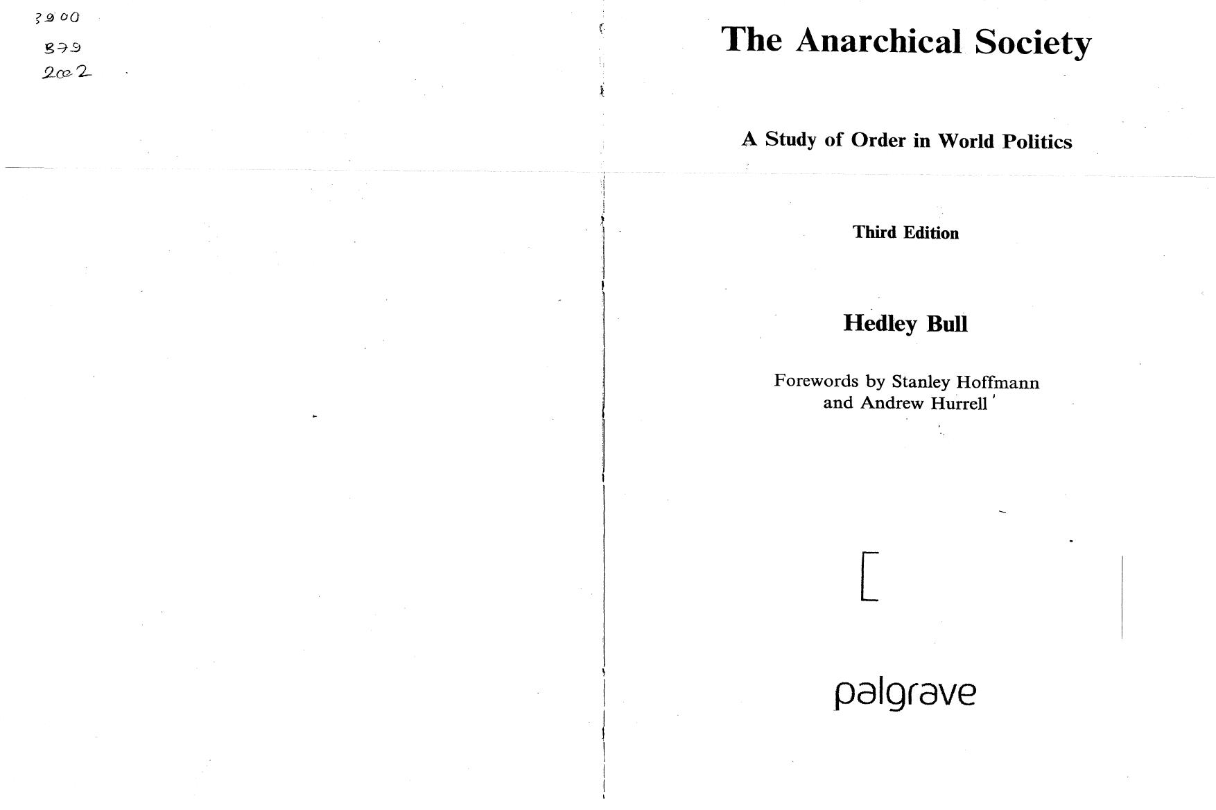 The Anarchical Society by Hedley Bull