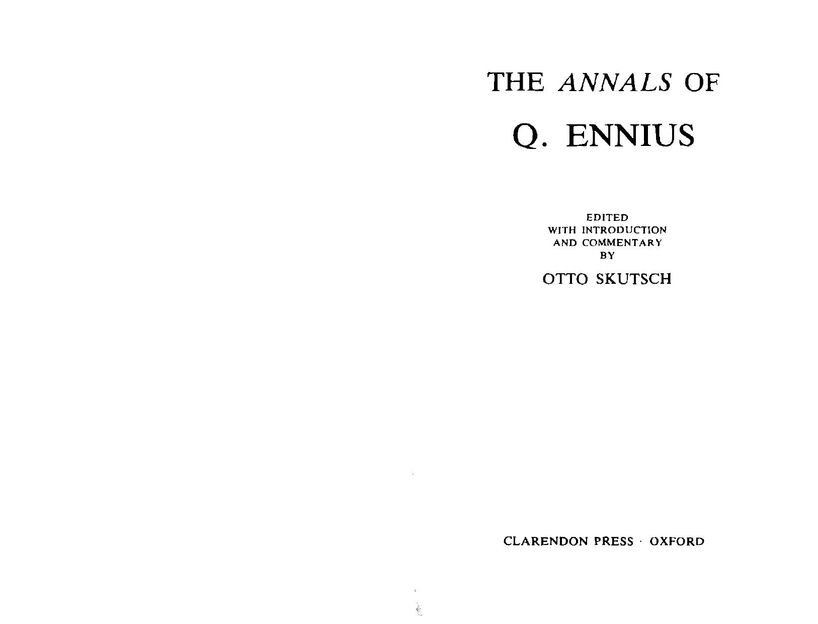 The Annals of Q. Ennius by Otto Skutsch