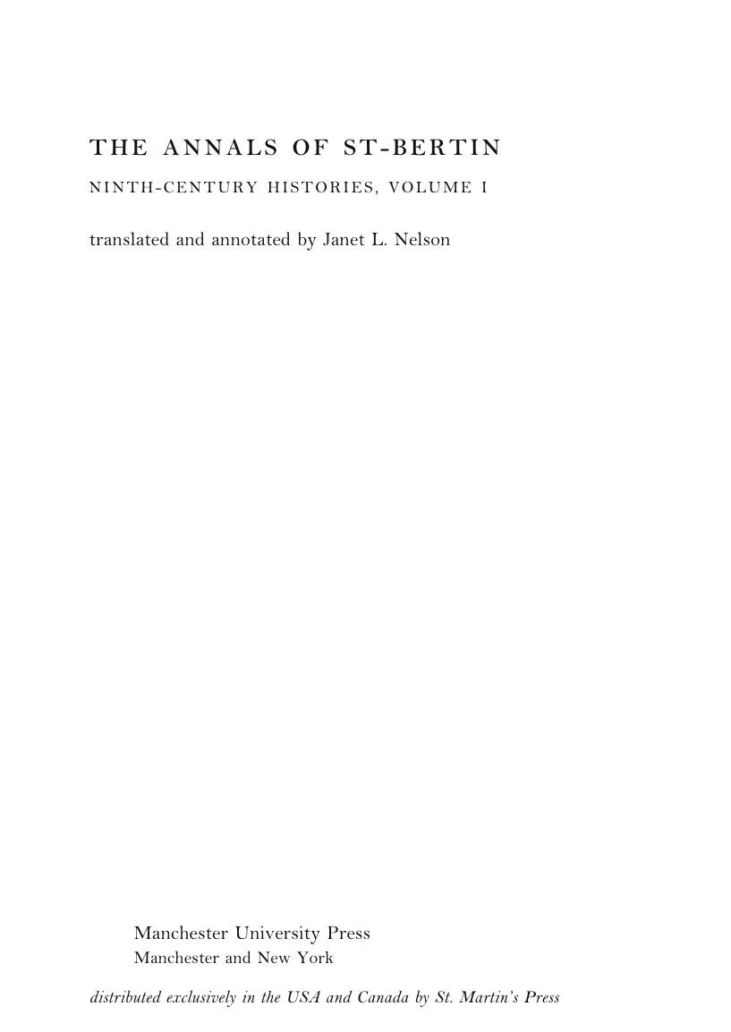The Annals of St-Bertin by Janet Nelson