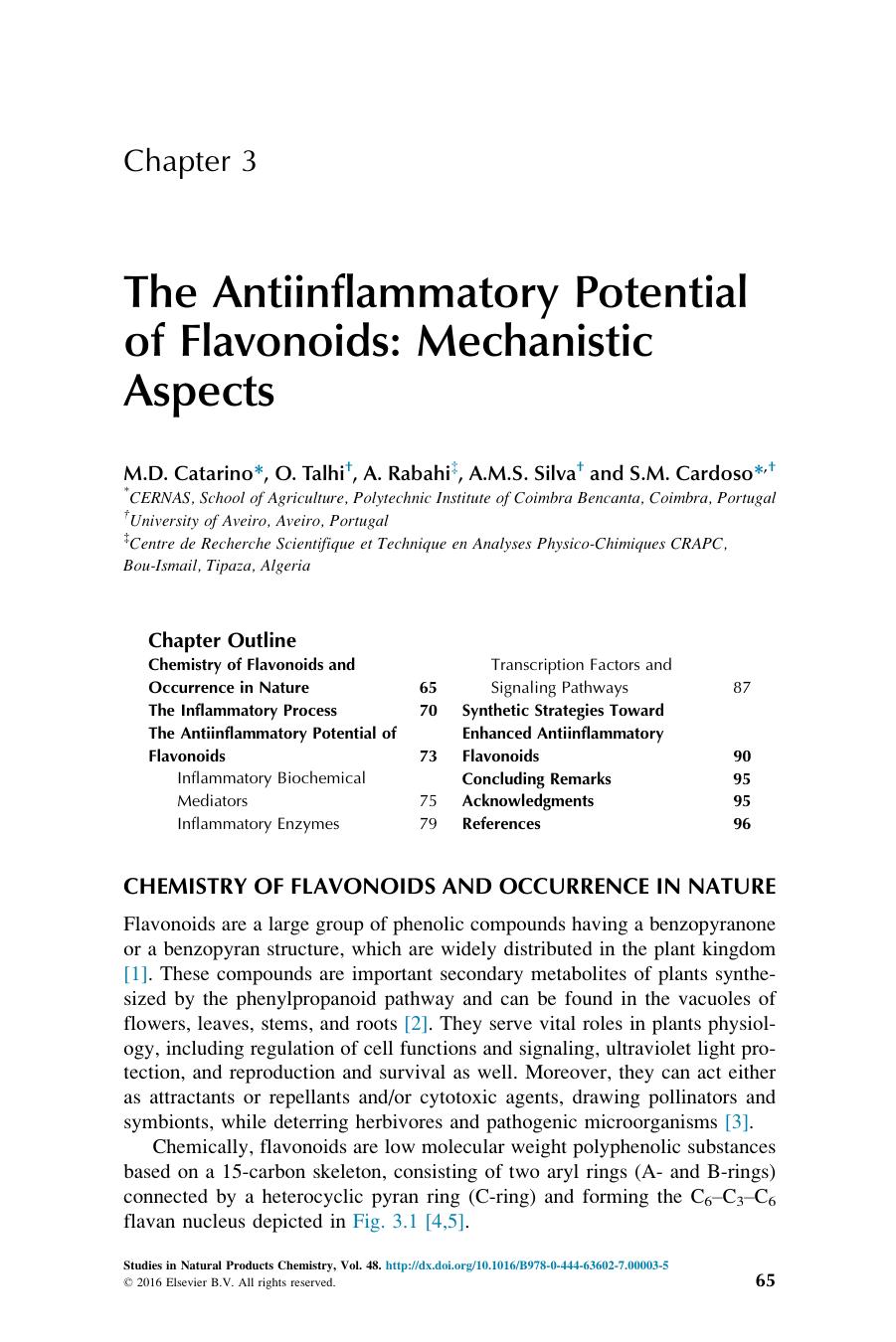 The Antiinflammatory Potential of Flavonoids: Mechanistic Aspects by M.D. Catarino & O. Talhi & A. Rabahi & A.M.S. Silva & S.M. Cardoso
