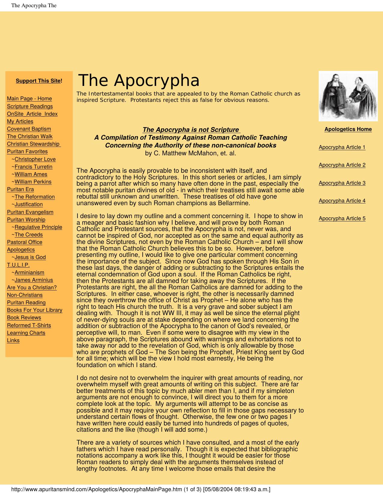 The Apocrypha The by The Apocrypha is not scripture