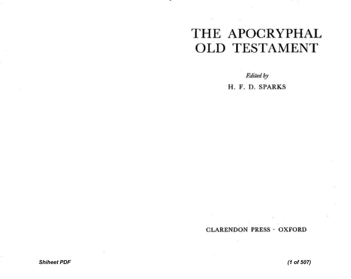 The Apocryphal Old Testament by H. F. D. Sparks