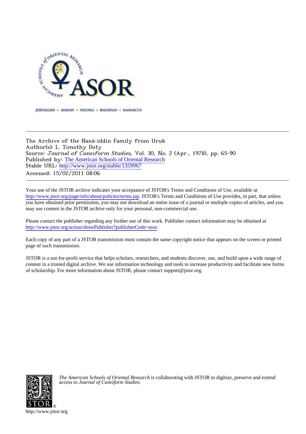 The Archive of the NanÃ¢-iddin Family from Uruk by Unknown