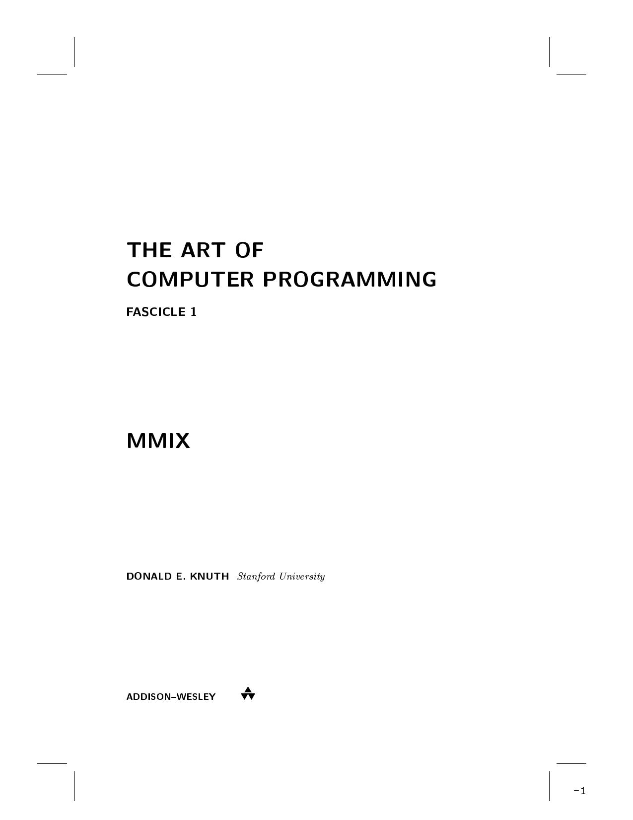 The Art Of Computer Programming by Donald E. Knuth