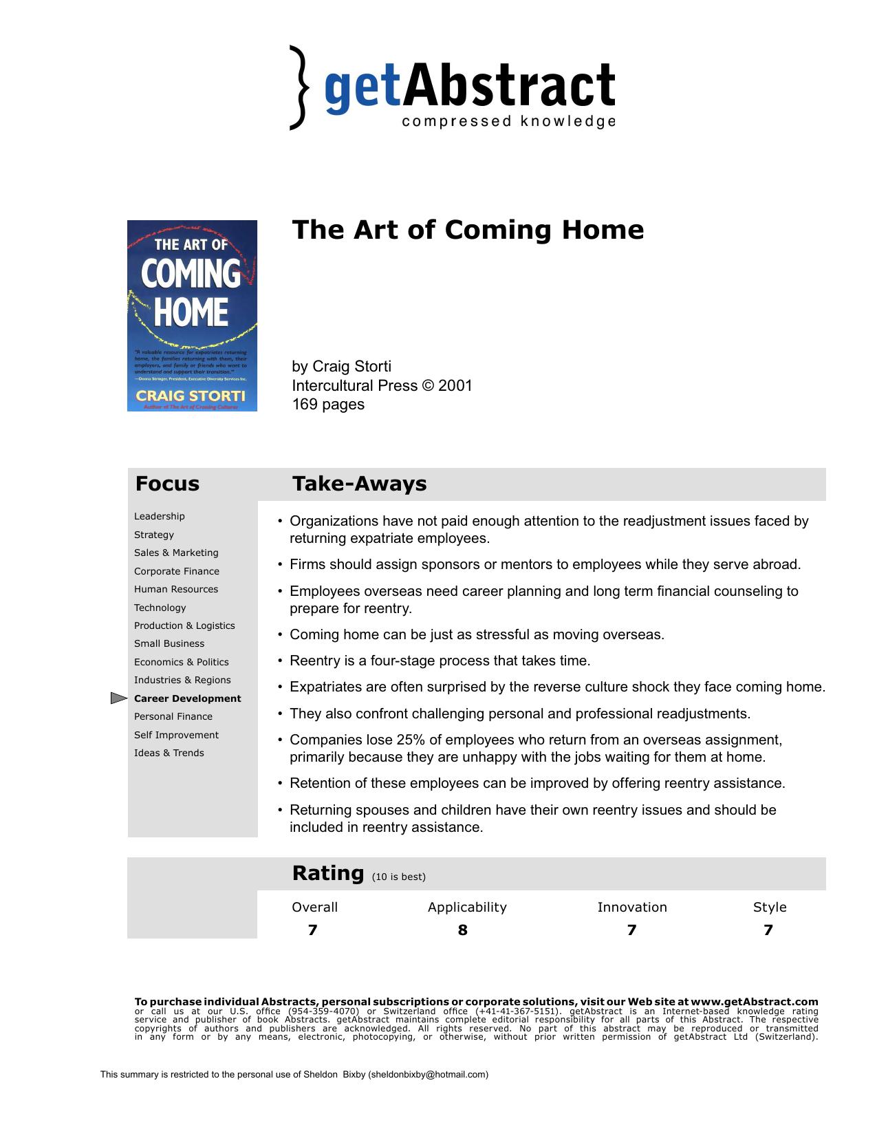 The Art of Coming Home by getAbstract