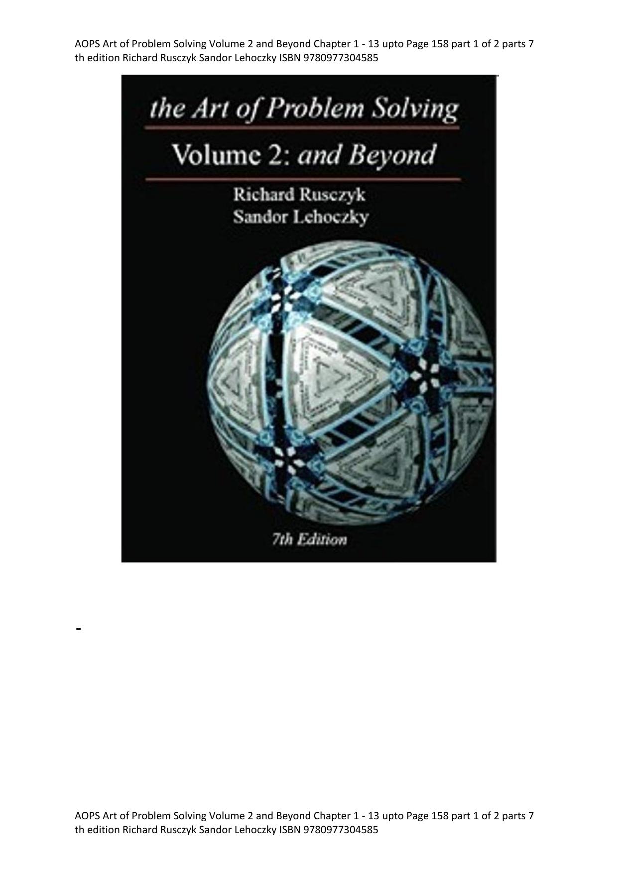 The Art of Problem Solving, Vol. 2: And Beyond by Richard Rusczyk Sandor Lehoczky