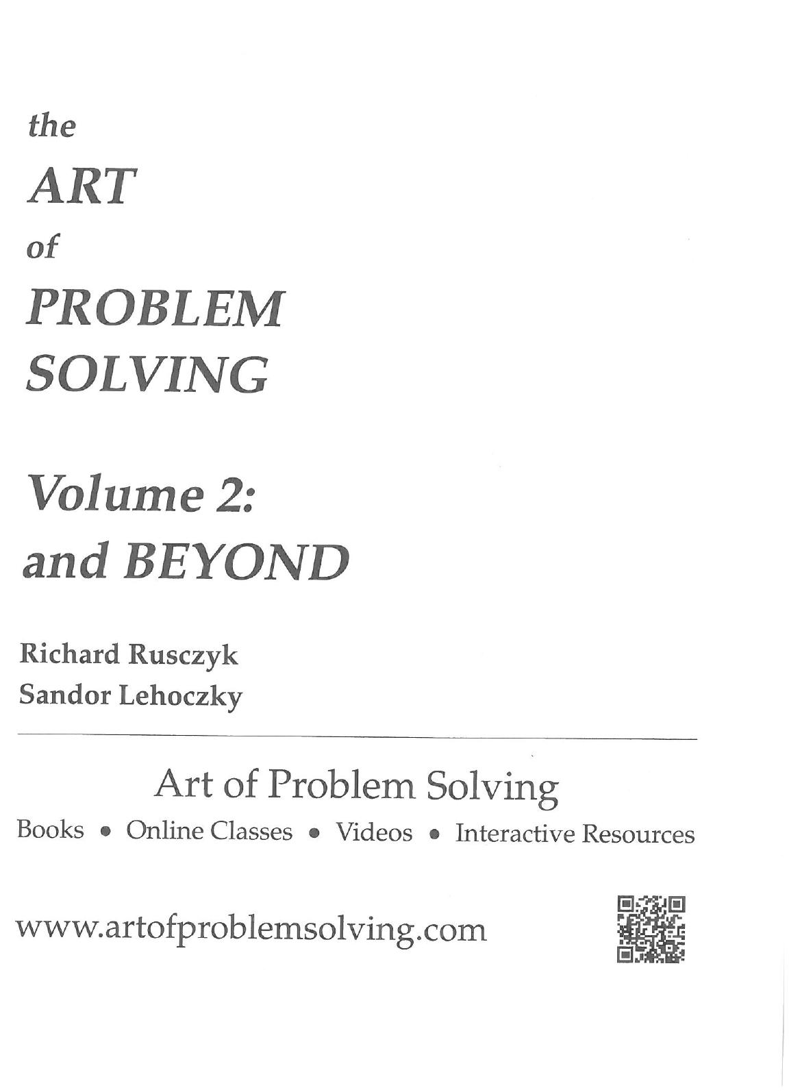 The Art of Problem Solving, Volume 2 and Beyond by AoPS Incorporated (2003)