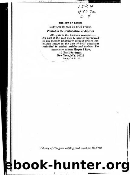 The Art of loving by Erich Fromm