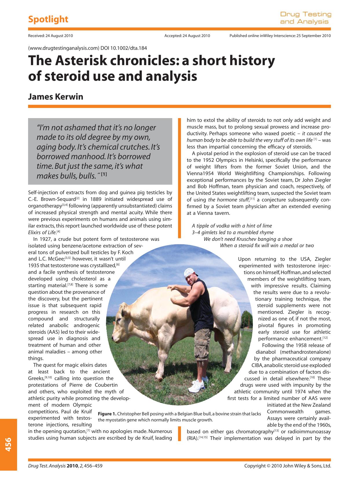 The Asterisk chronicles: a short history of steroid use and analysis by laserwords