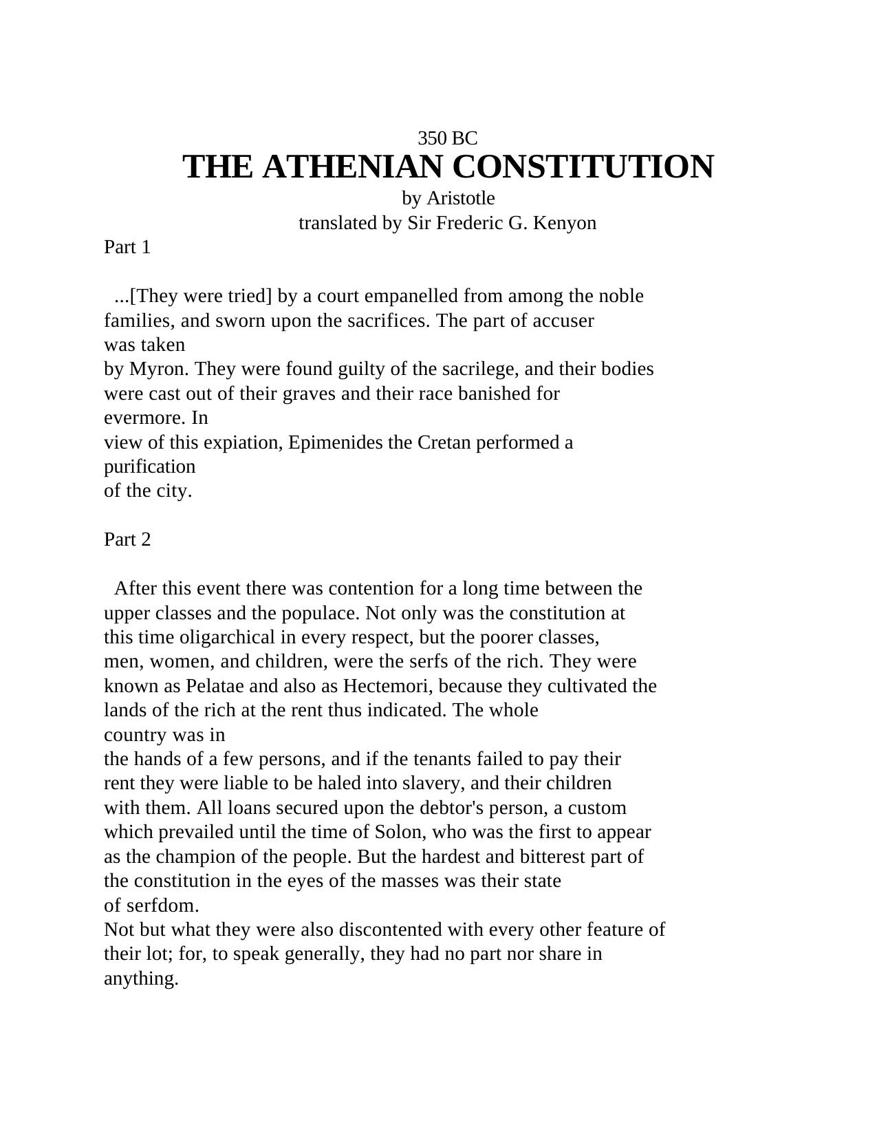 The Athenian Constitution by Aristotle