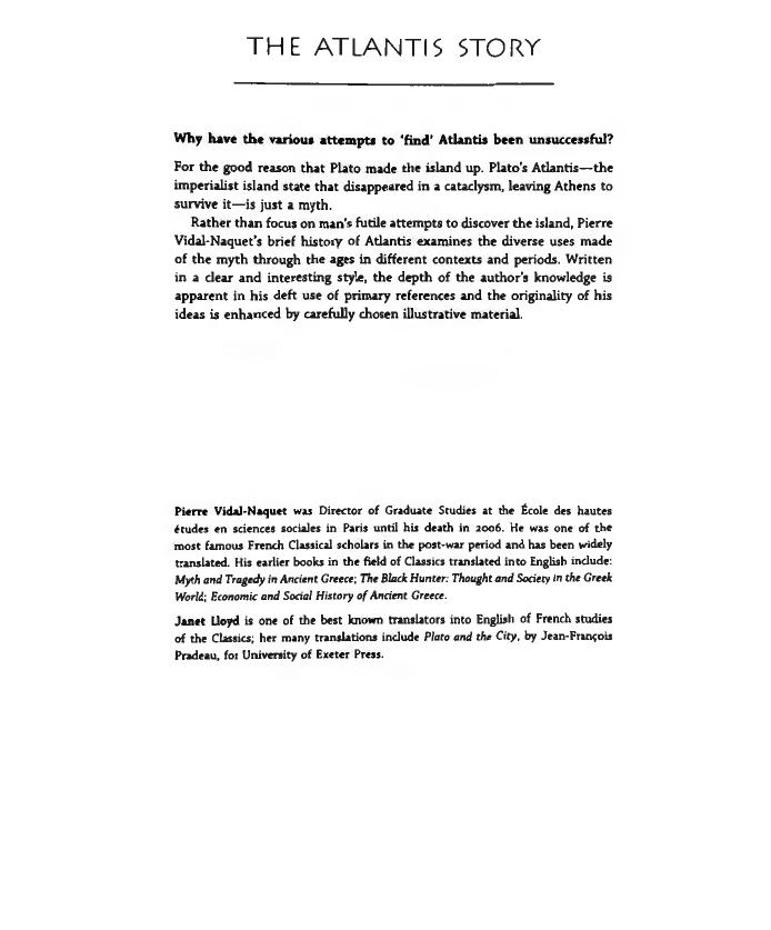 The Atlantis Story: A Short History of Platoâs Myth by Pierre Vidal-Naquet
