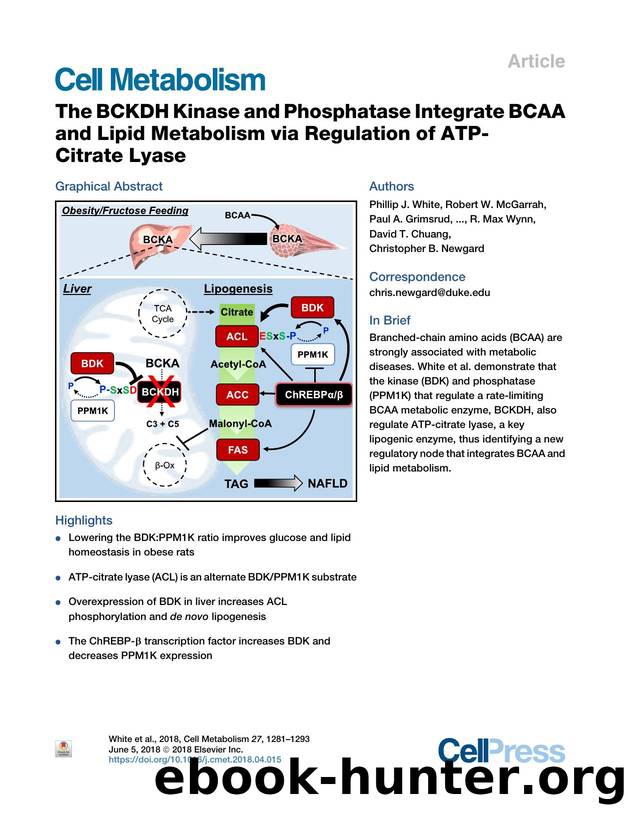 The BCKDH Kinase and Phosphatase Integrate BCAA and Lipid Metabolism via Regulation of ATP-Citrate Lyase by unknow