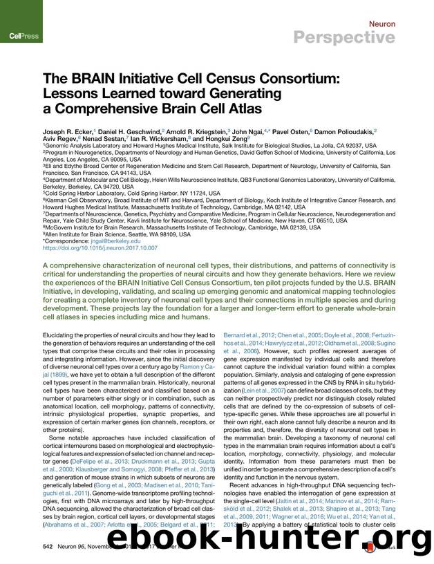 The BRAIN Initiative Cell Census Consortium: Lessons Learned toward Generating a Comprehensive Brain Cell Atlas by unknow