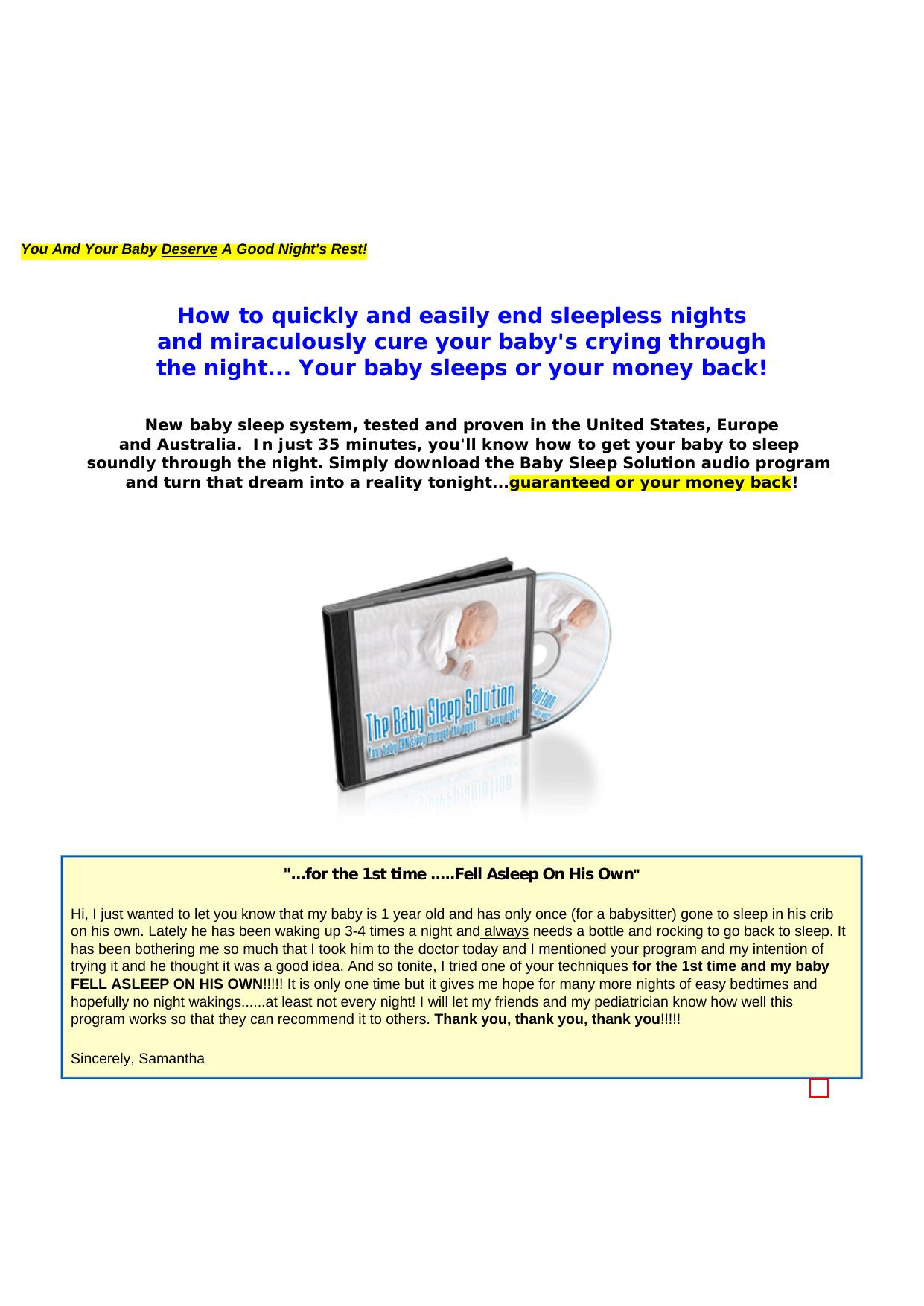 The Baby Sleep Solution Audio Program. by Best of Kuszter's Collection