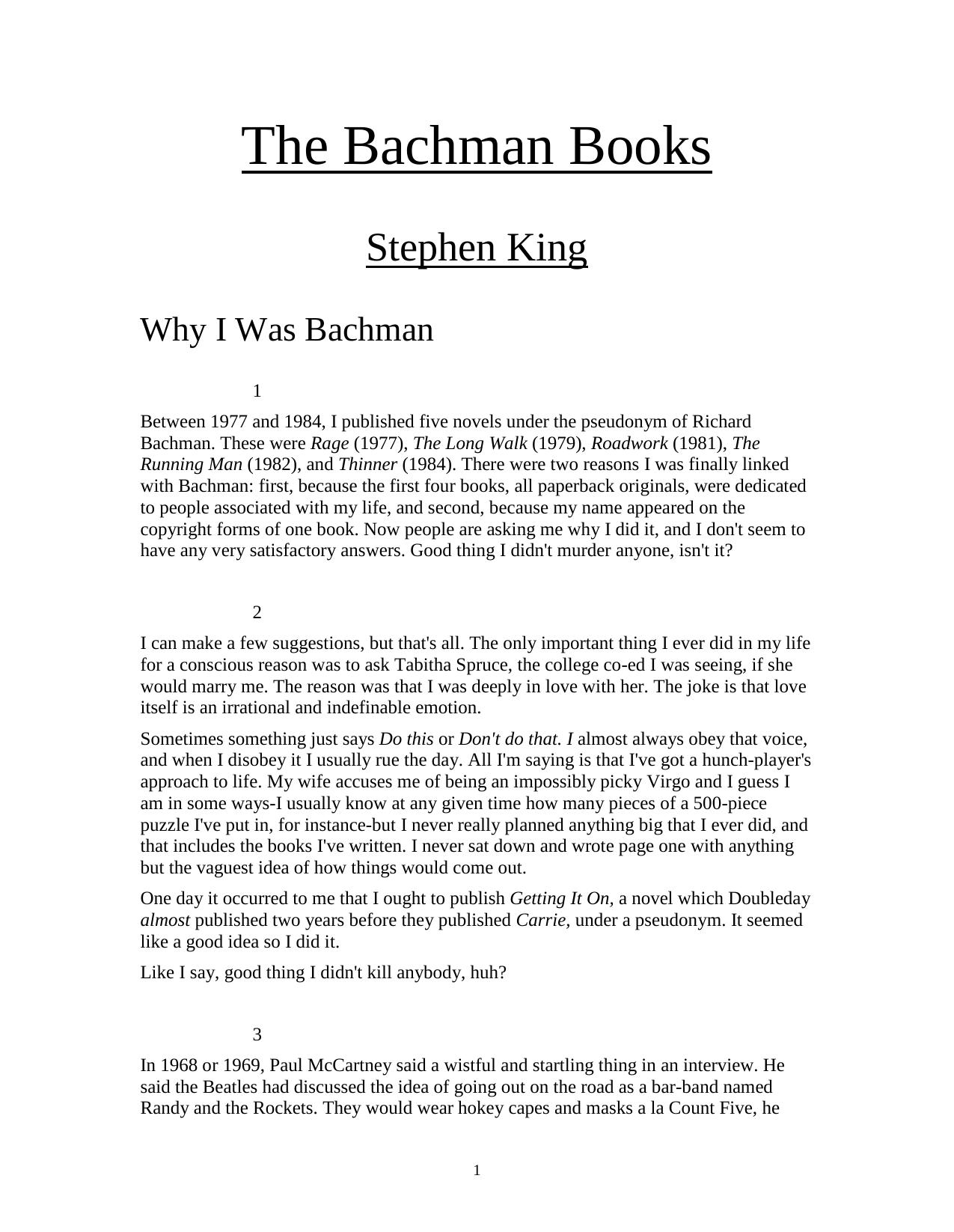 The Bachman Books by Stephen King