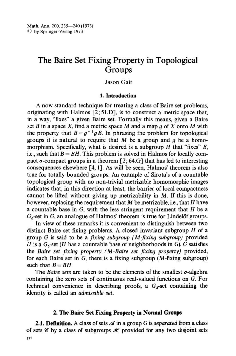 The Baire set fixing property in topological groups by Unknown