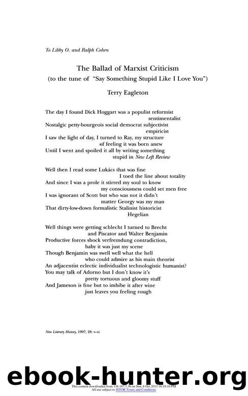 The Ballad of Marxist Criticism (To the Tune of "Say Something Stupid like I Love You") by The Ballad of Marxist Criticism (1997)