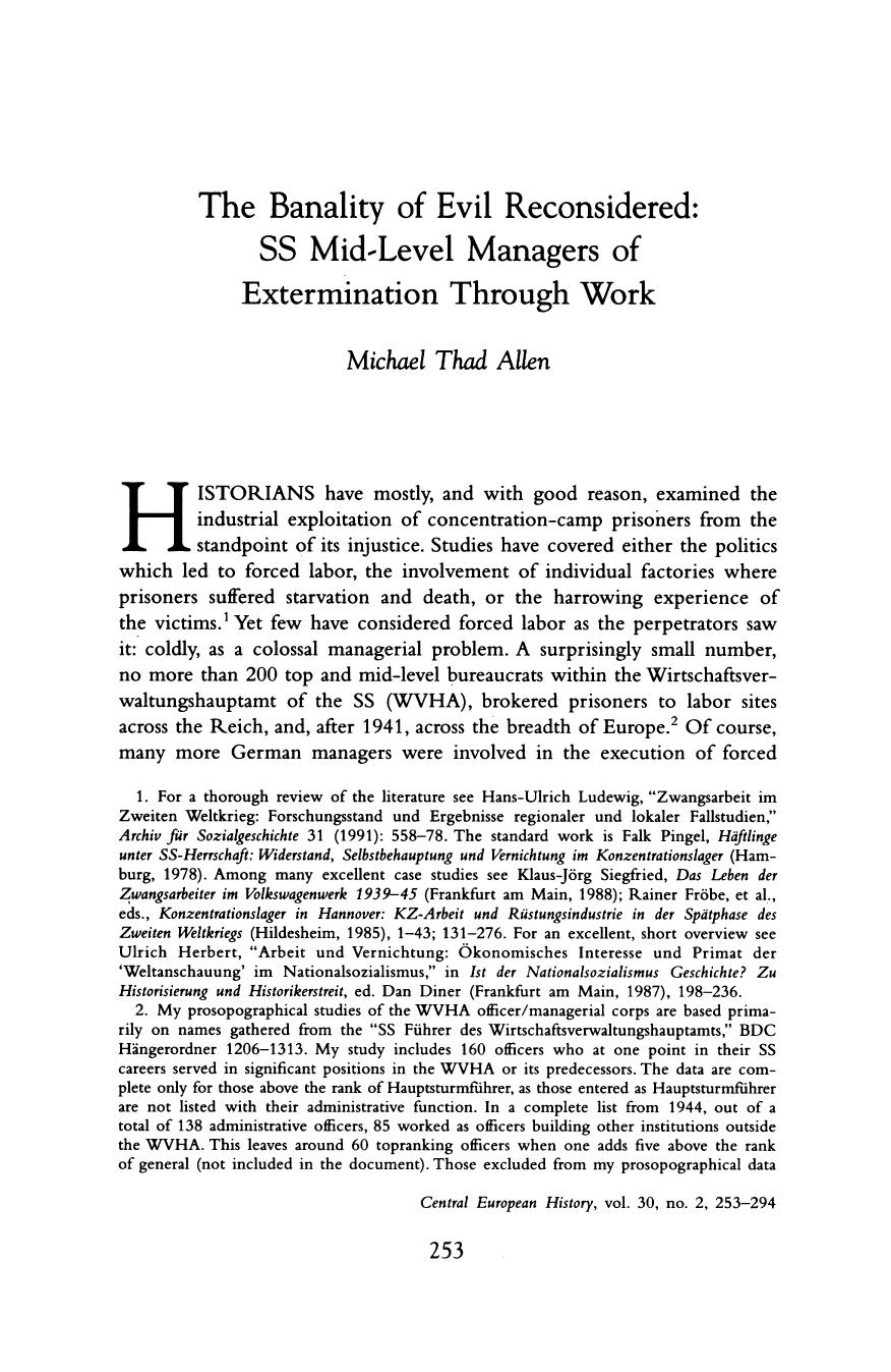 The Banality of Evil Reconsidered; SS Mid-Level Managers of Extermination through Work by Unknown