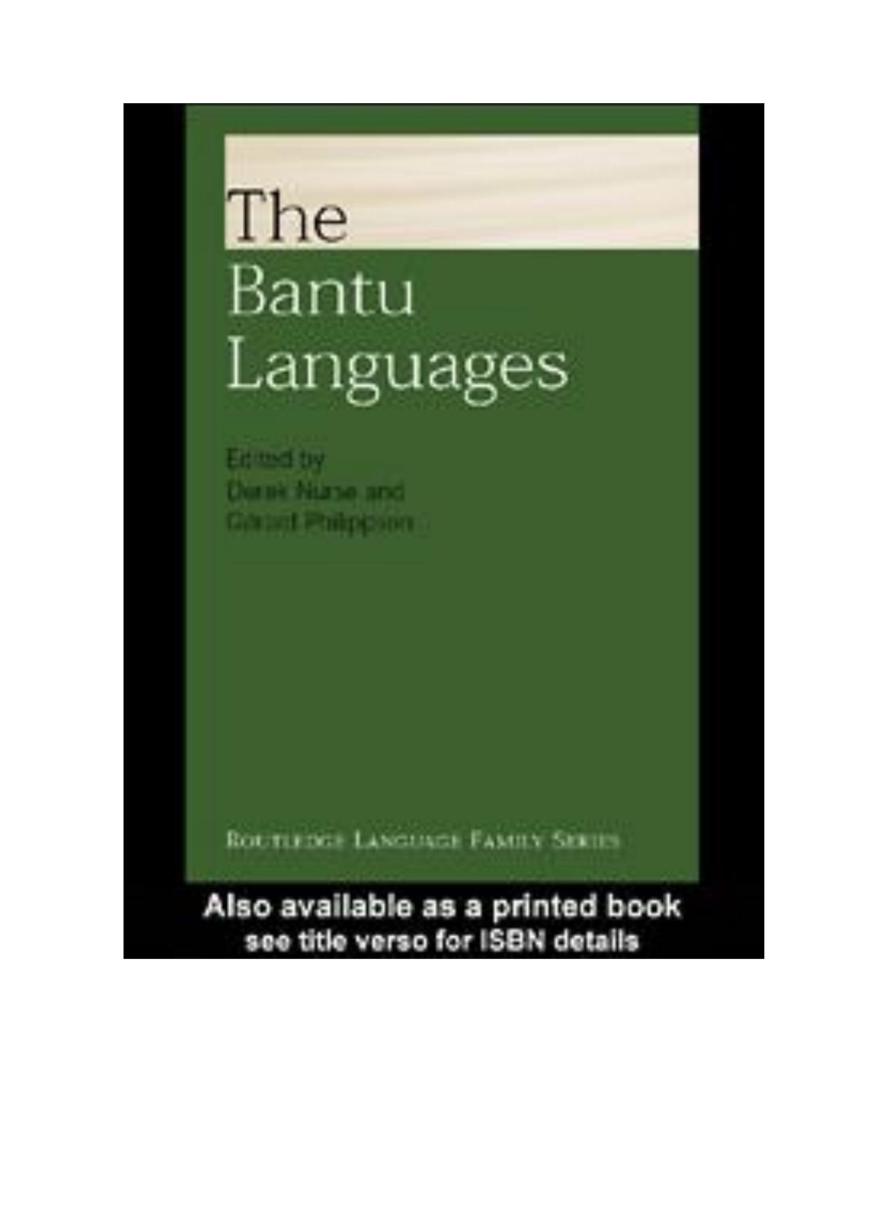 The Bantu languages by Derek Nurse; Gérard Philippson