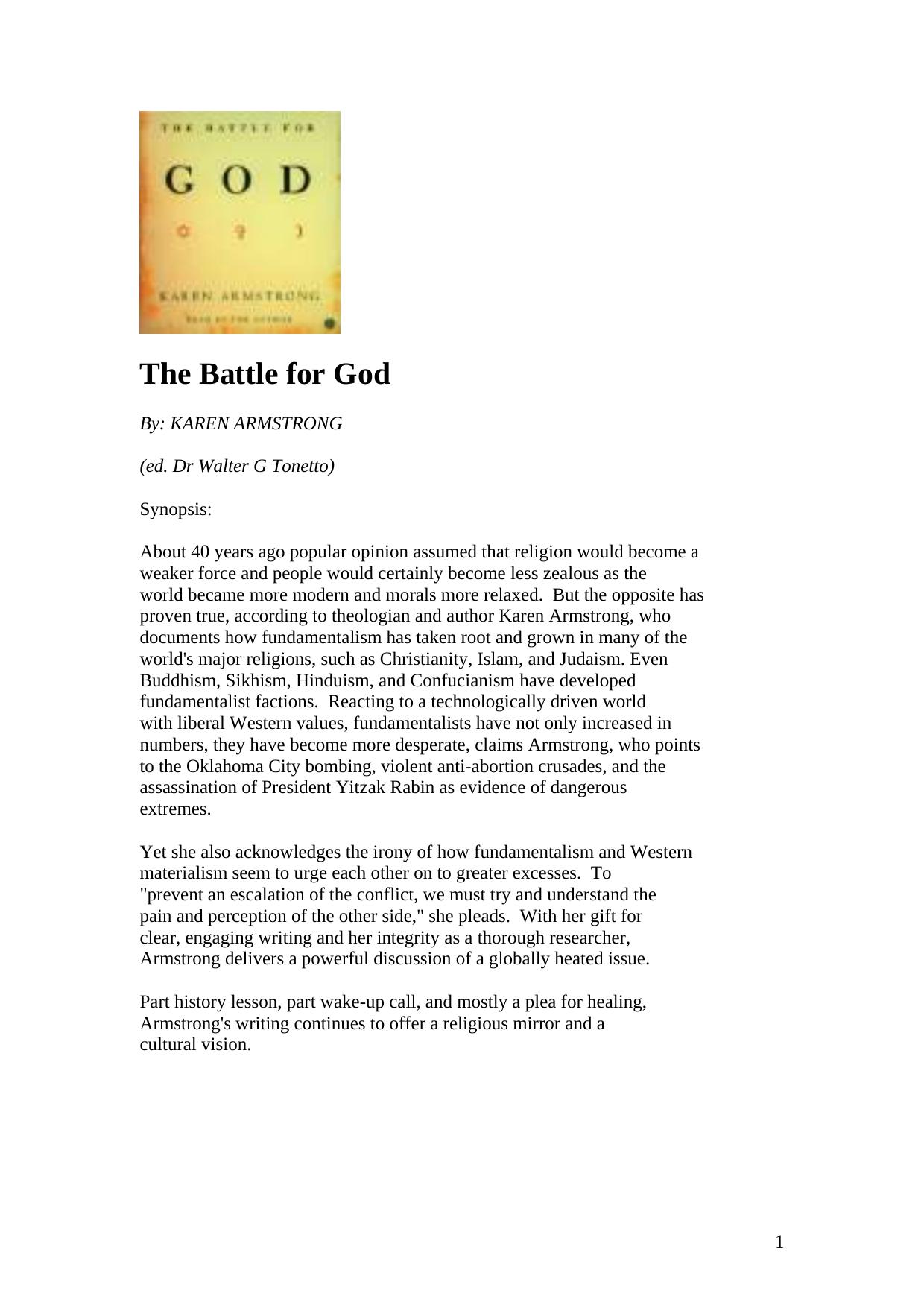 The Battle for God by Karen Armstrong