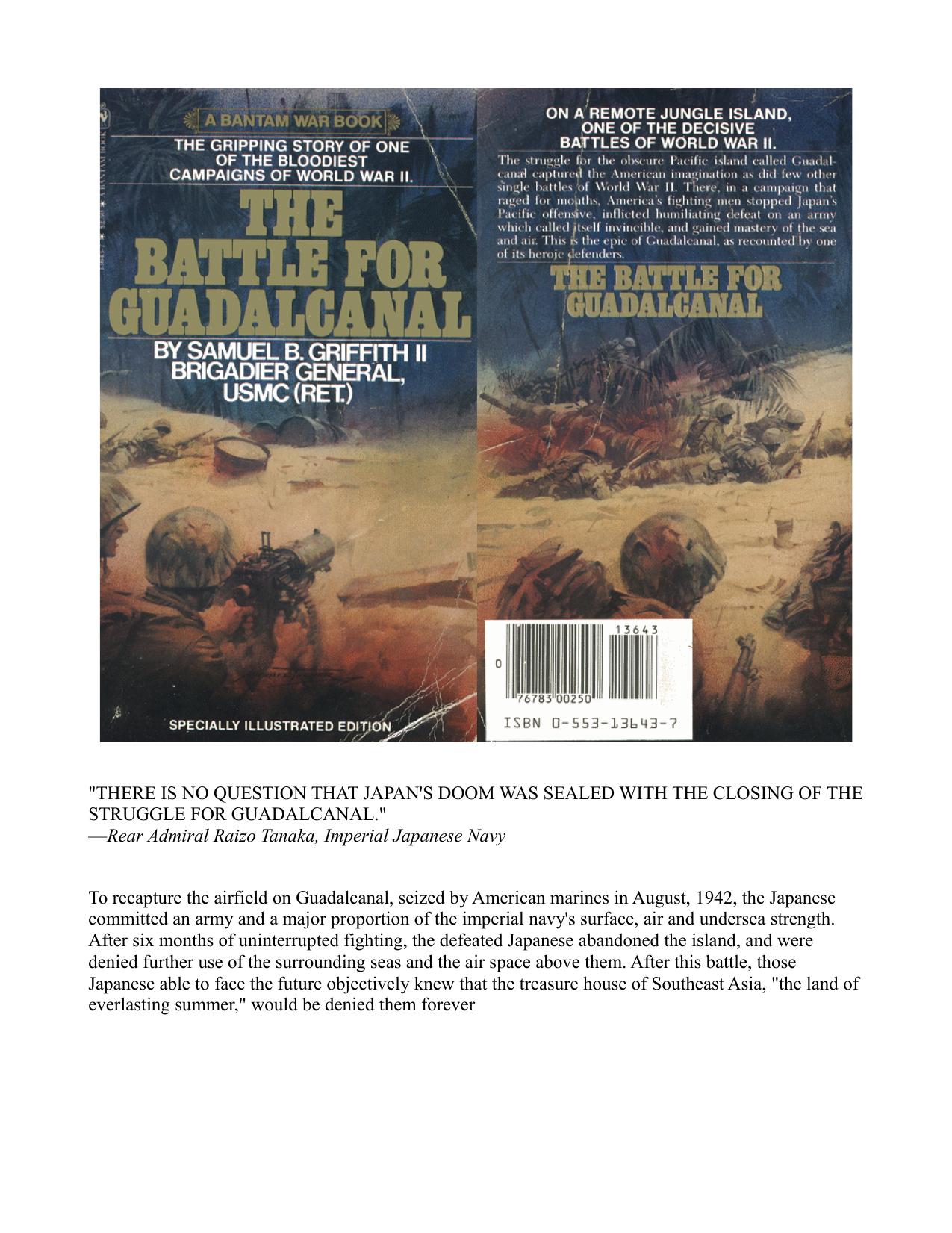 The Battle for Guadalcanal by Samuel B. Griffith