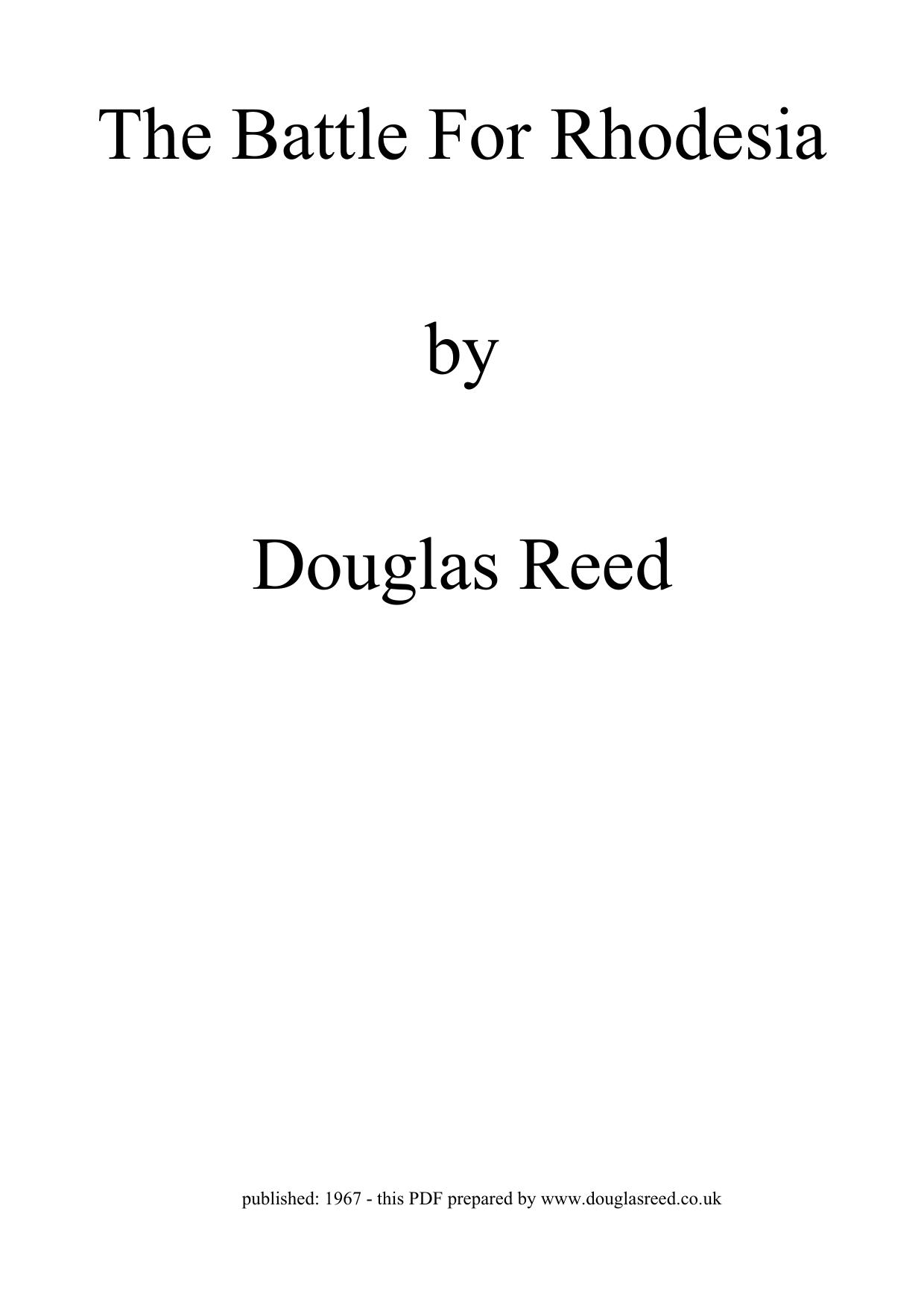 The Battle for Rhodesia by Douglas Reed