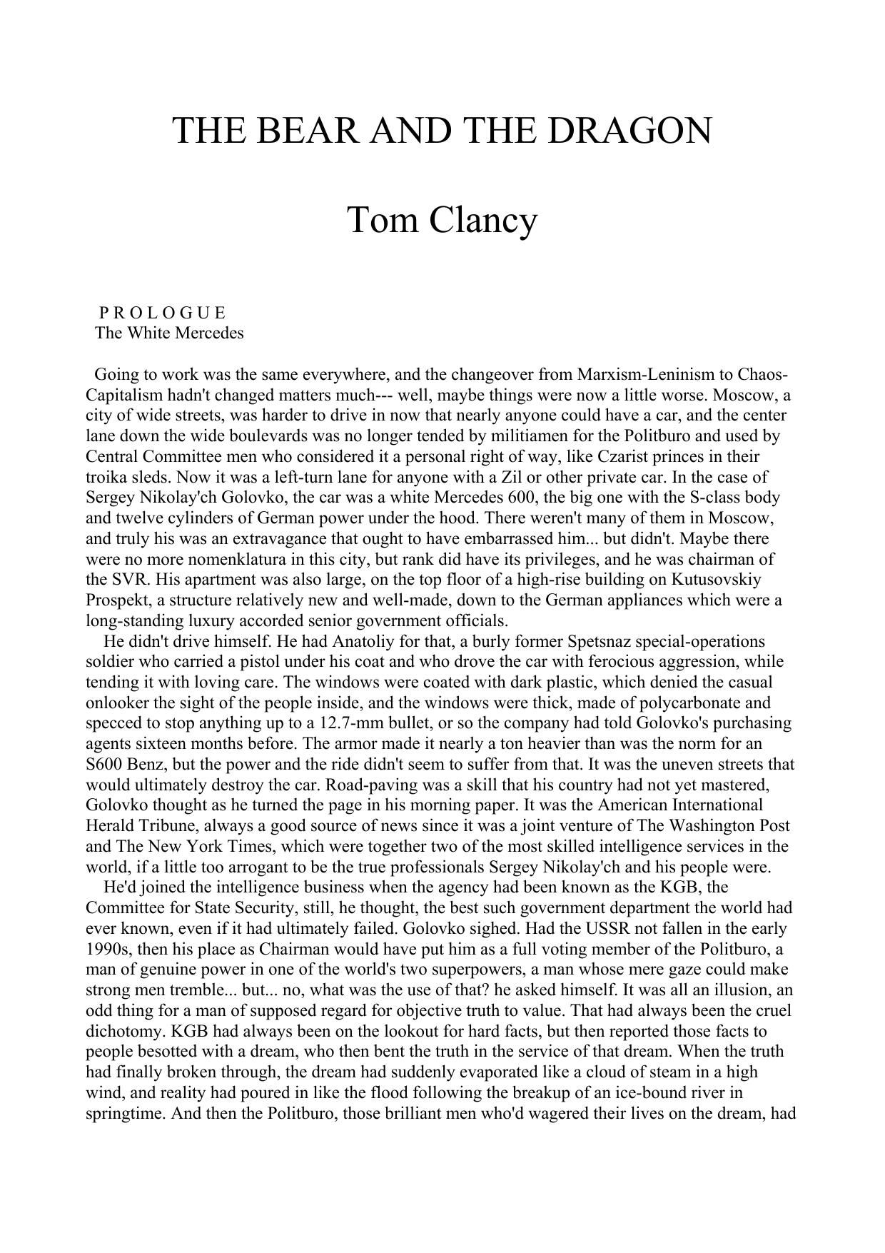 The Bear And The Dragon by Tom Clancy