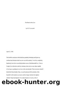 The Beast In The Cave by H. P. Lovecraft