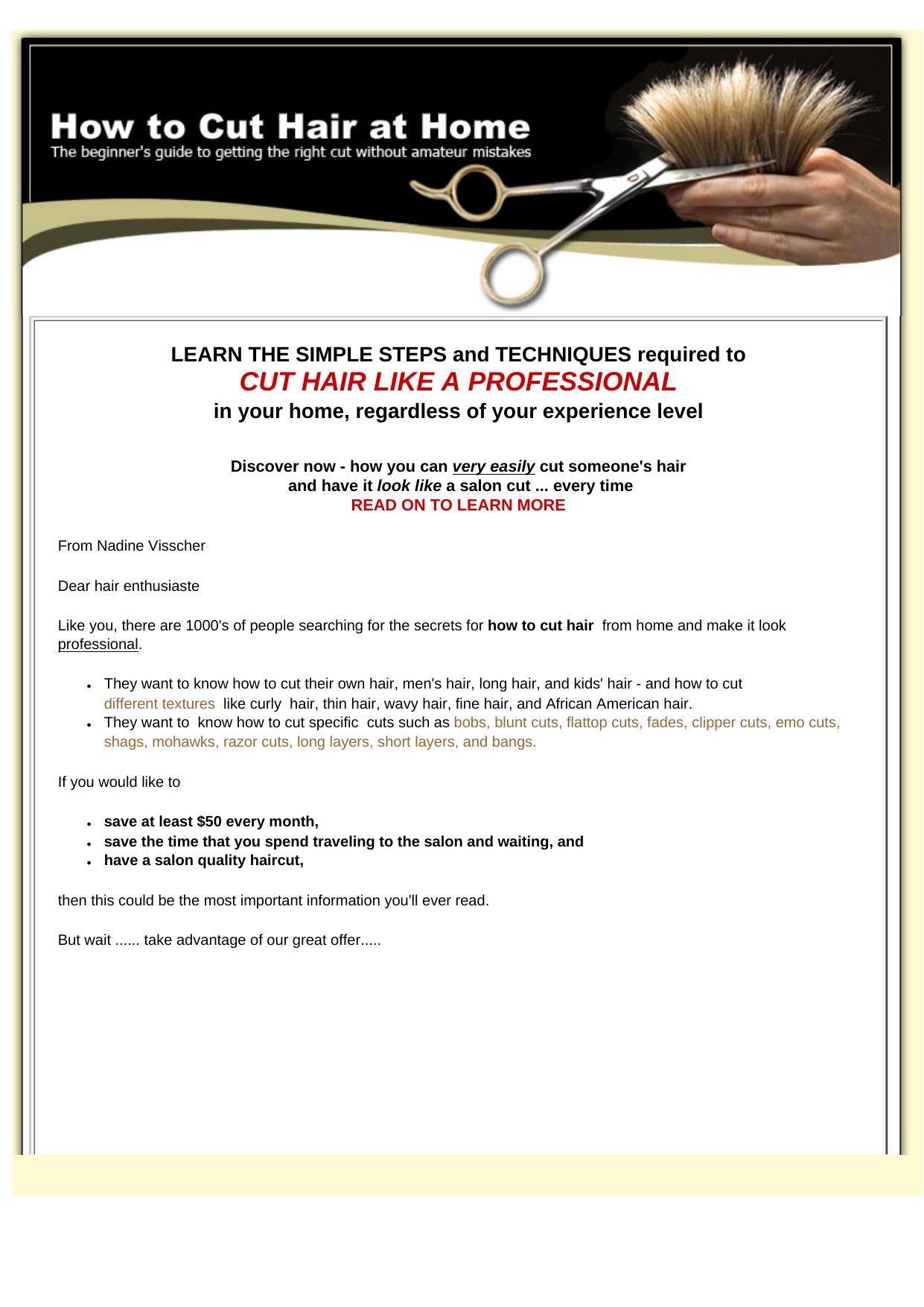 The Beginners Guide To Cutting Hair. by Best of Kuszter's Collection