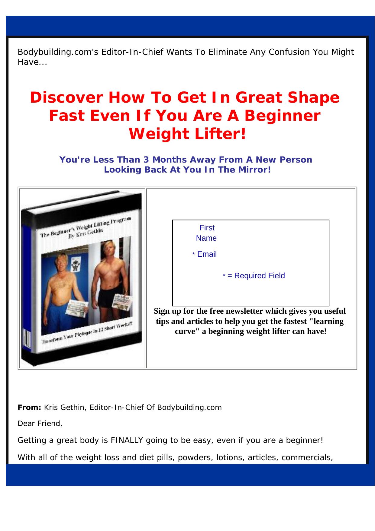 The Beginners Weight Lifting Program. by Best of Kuszter's Collection