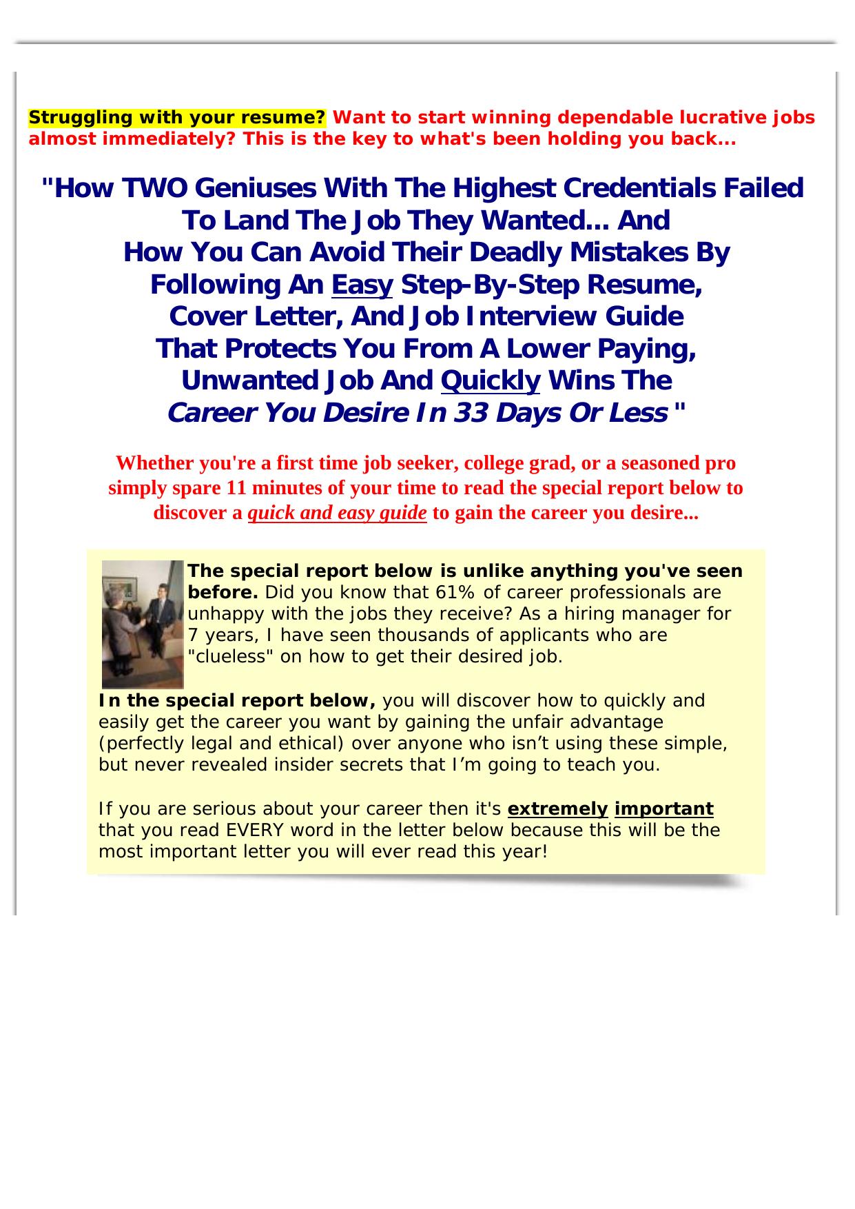 The Best Resume And Cover Letter Step By Step Secrets Exposed. by Best of Kuszter's Collection