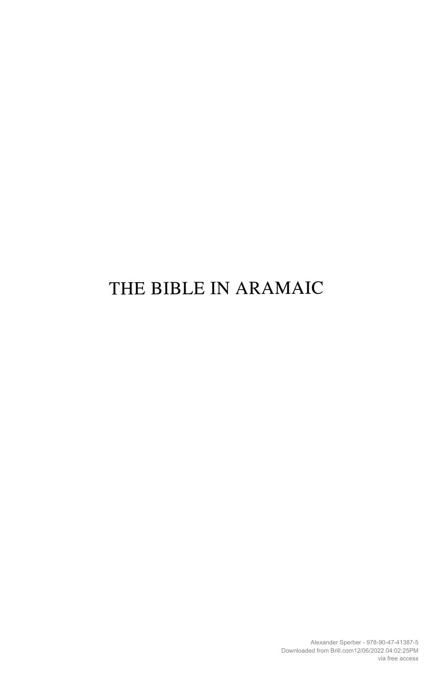 The Bible In Aramaic: Based On Old Manuscripts And Printed Texts by Alexander Sperber (editor)