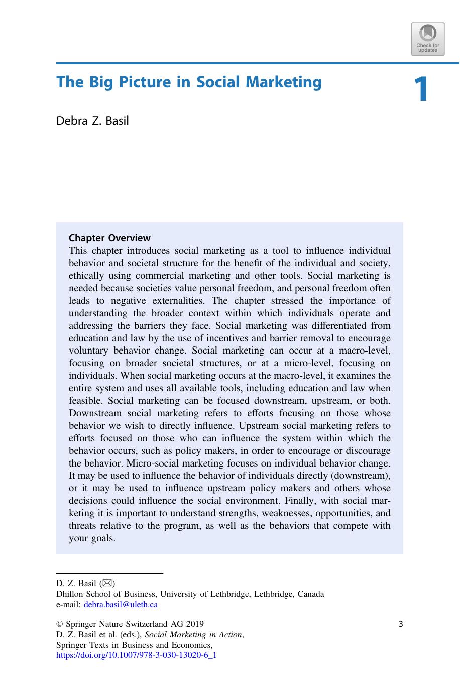 The Big Picture in Social Marketing by Debra Z. Basil