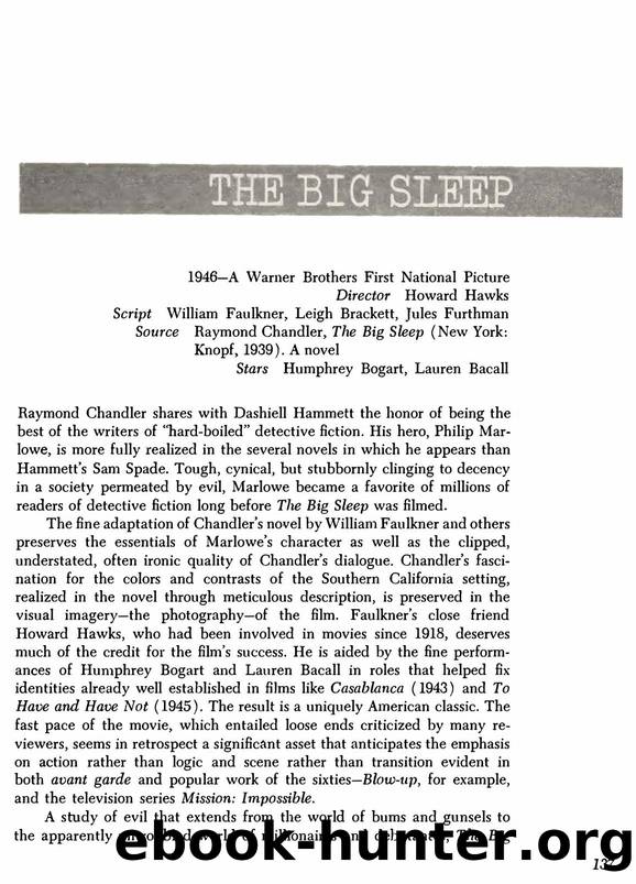 The Big Sleep [screenplay] by William Faulkner Leigh Brackett Jules Furthman