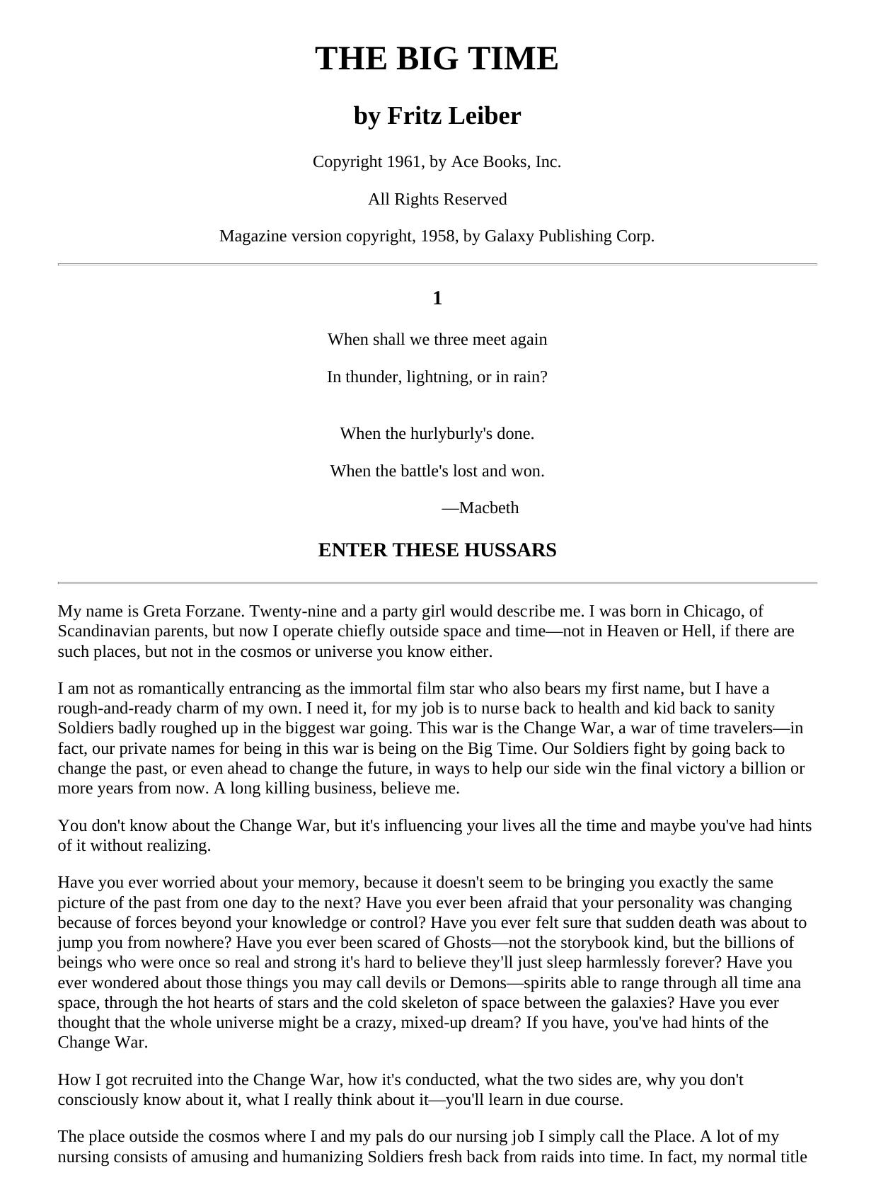 The Big Time by Fritz Leiber