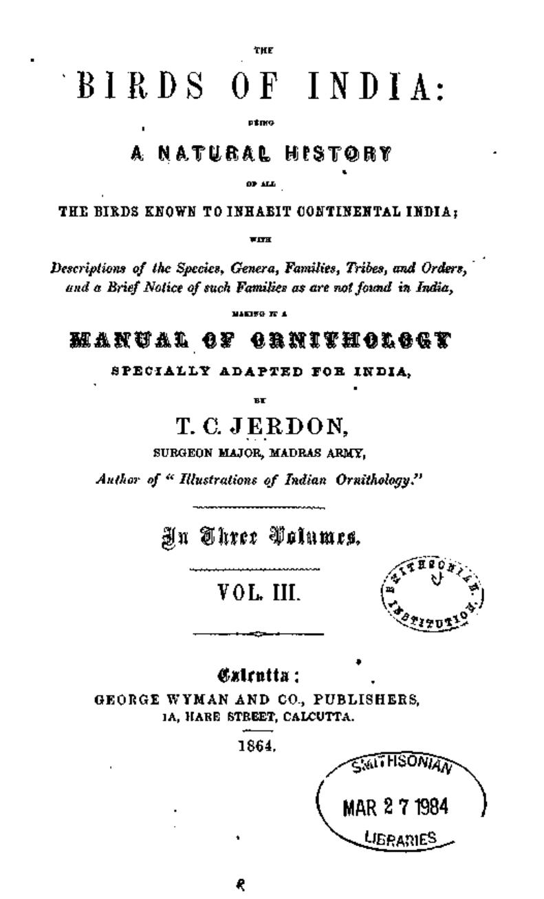 The Birds of India - Volume 2 - Part 2 by Jerdon Thomas Claverhill